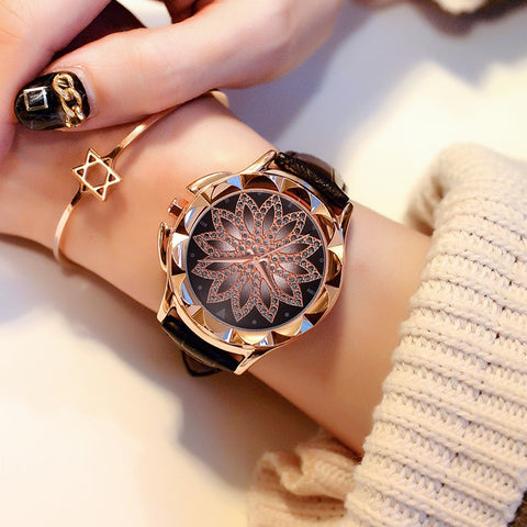 Luxury Brand Rose Gold Women Watch Fashion Casual Crystal