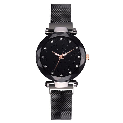 Top Brand Watches For Women Rose Gold Mesh Magnet Buckle Starry