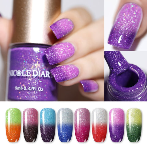 NICOLE DIARY Thermal Nail Polish Glitter Temperature Color